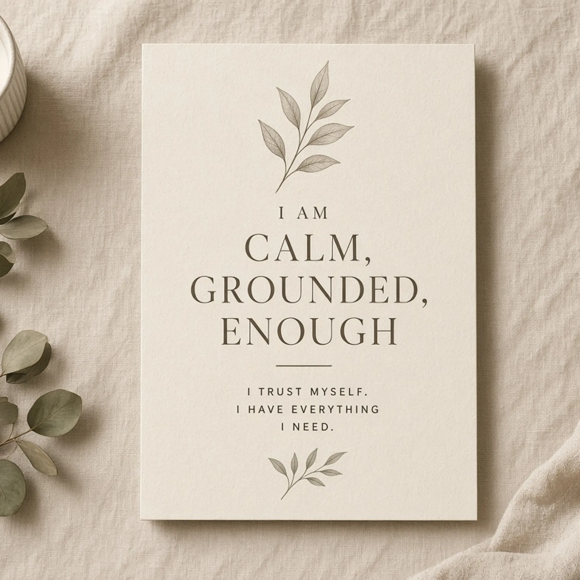 Calm Home Affirmation Wall Art Print Set printable mockup