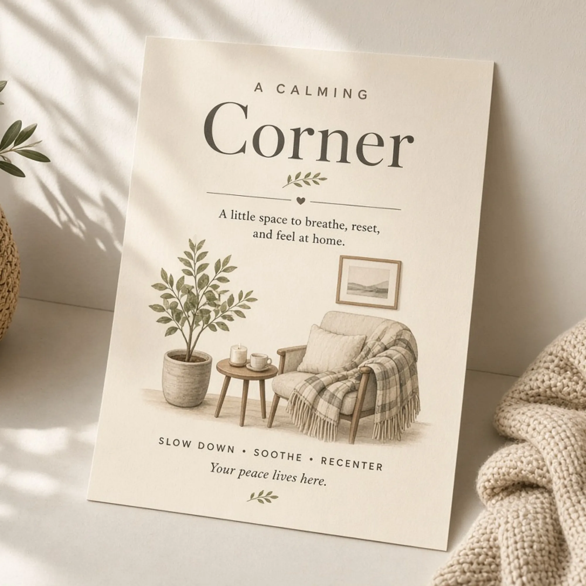 Calm Home Calming Corner Poster Set printable mockup