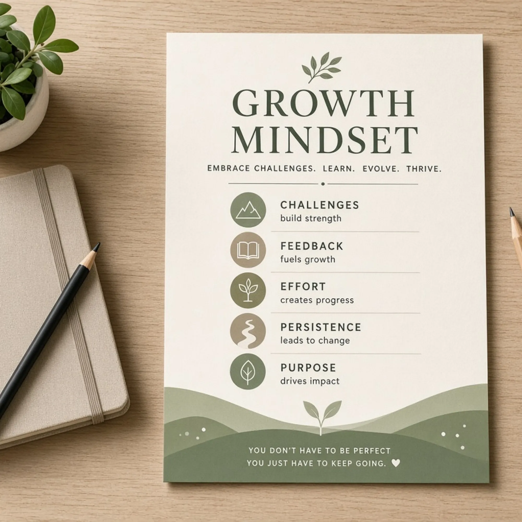 Calm Home Growth Mindset Poster Set printable mockup