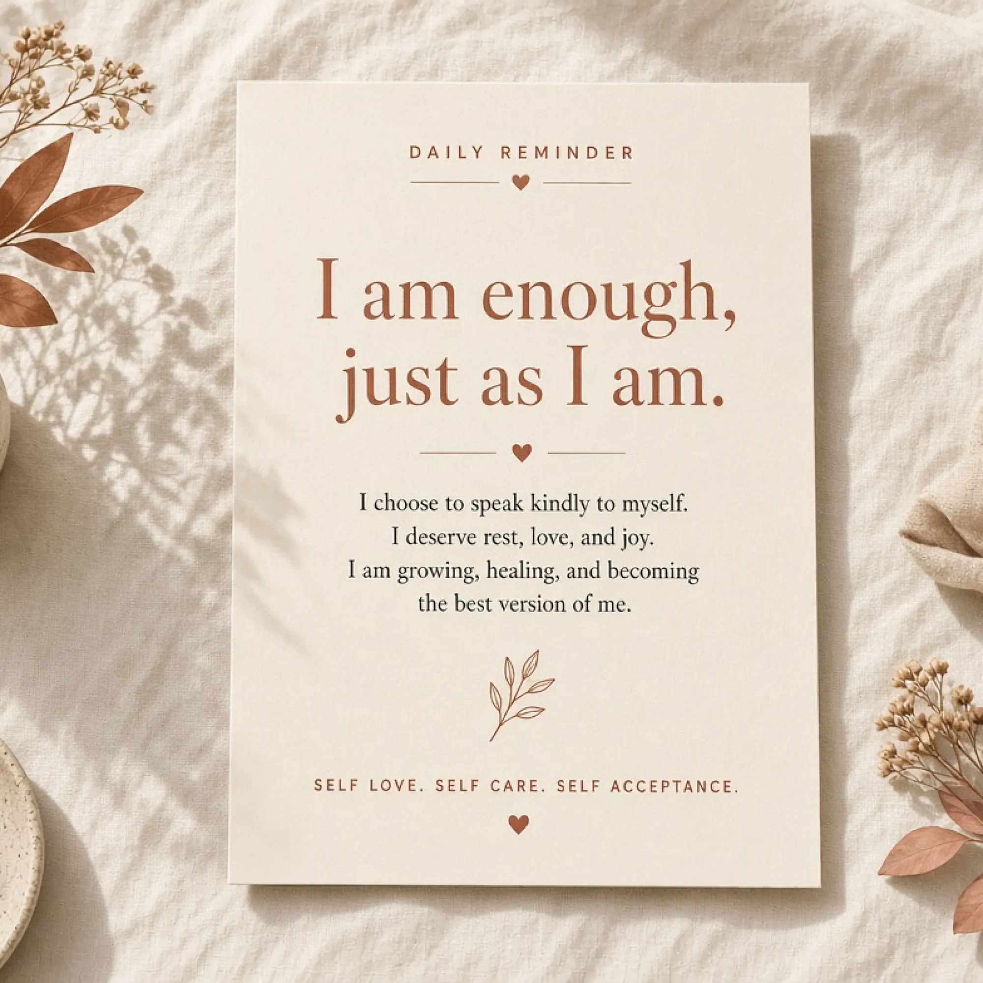 Calm Home Self-Love Affirmation Print Set printable mockup