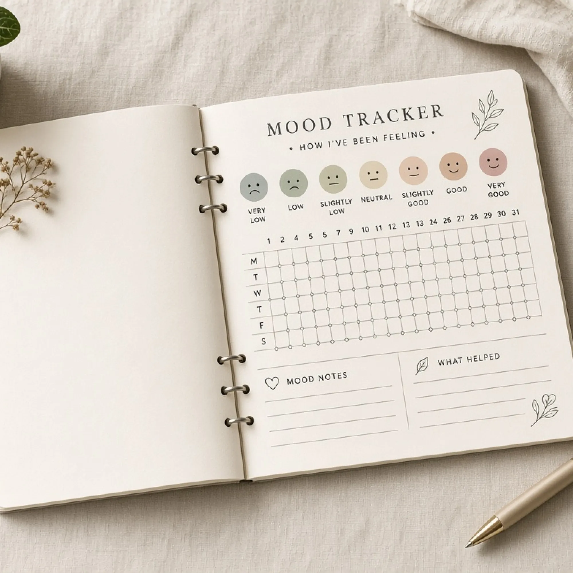 Mood & Mindset Planner printable mockup